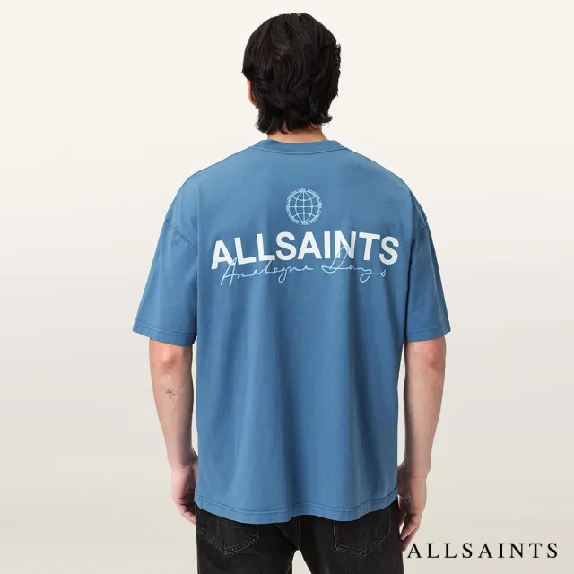 【ALLSAINTS】EMBLEM 純棉LOGO短袖T恤-藍 M006PE(寬鬆版型)