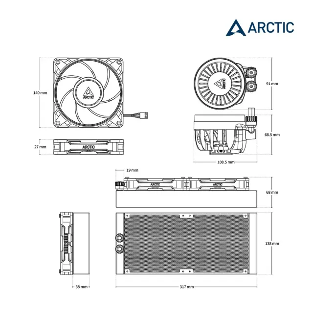 【Arctic】Liquid Freezer III Pro 280 CPU水冷散熱器 黑色(水冷散熱器 一體式水冷)