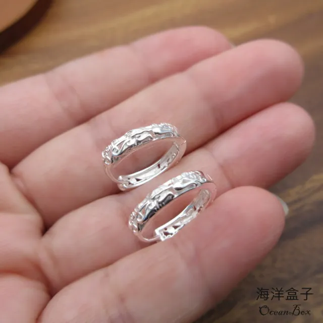 【海洋盒子】招財質感貔貅S990足銀純銀耳環.圈圈針式易扣耳環