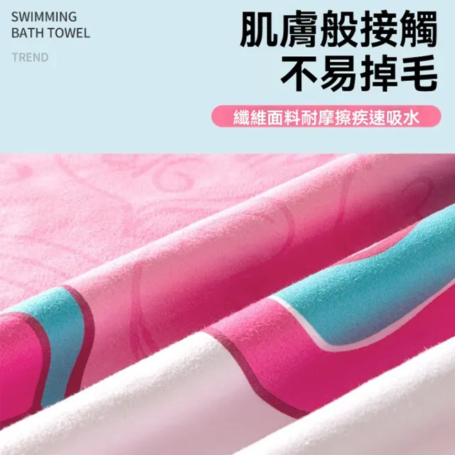 【YUKE】兒童游泳斗篷吸水速乾浴巾 舒適洗澡浴披 戶外沙灘輕薄泳巾 游泳毛巾 80*130cm
