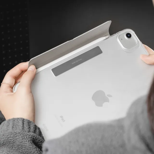 【MAGEASY】iPad Pro/Air 11吋 FACET 全方位支架透明背蓋保護套(支援最新2026 iPad Air 11吋 (M4))