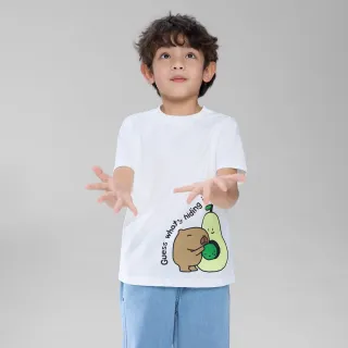 【GIORDANO 佐丹奴】童裝手繪感卡皮巴拉水豚印花短袖T恤(多色任選)