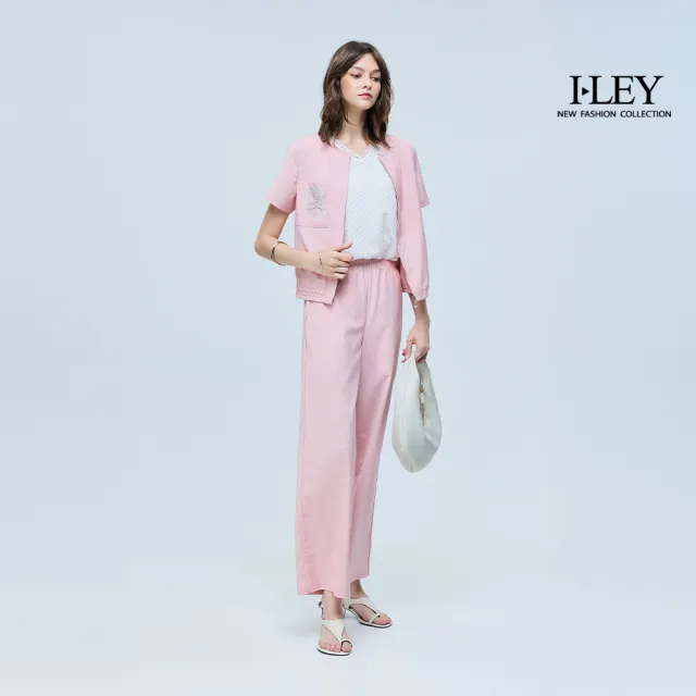 【ILEY 伊蕾】春日刺繡花紗短袖上衣(粉；M-XL；1262361004)
