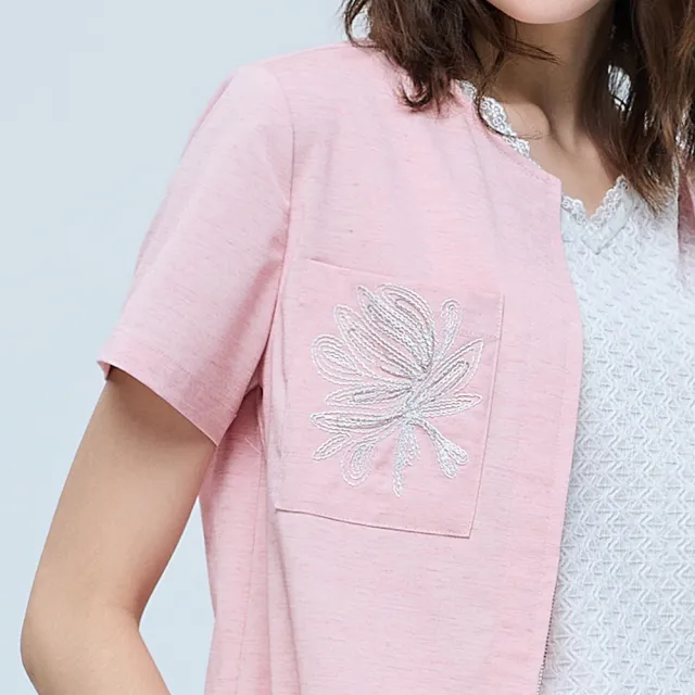 【ILEY 伊蕾】春日刺繡花紗短袖上衣(粉；M-XL；1262361004)