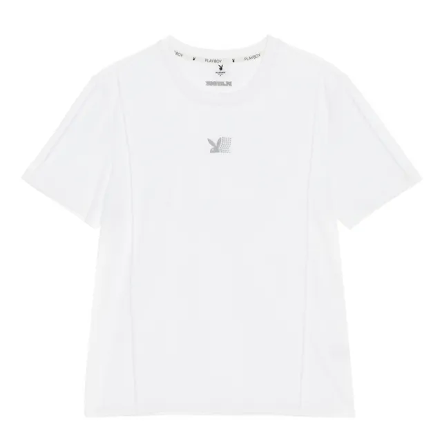 【PLAYBOY】涼感雙色立折T-SHIRT - 白色