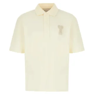 【AMI PARIS】春夏新款 男女同款 品牌LOGO 寬鬆版短袖POLO衫-奶油白色(XXS號、XS號、S號、M號、L號、XL號)