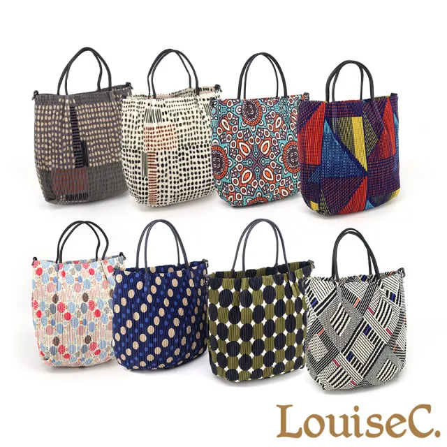 【LouiseC.】雙11 Tree House 日系三宅風 復古彩繪 壓褶防水布 小牛皮 手提斜背包 YS3867-B