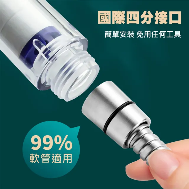 【悅浴良品】強力渦輪增壓過濾蓮蓬頭含濾芯5入(淋浴花灑 一鍵開關 可調角度 可調水流)