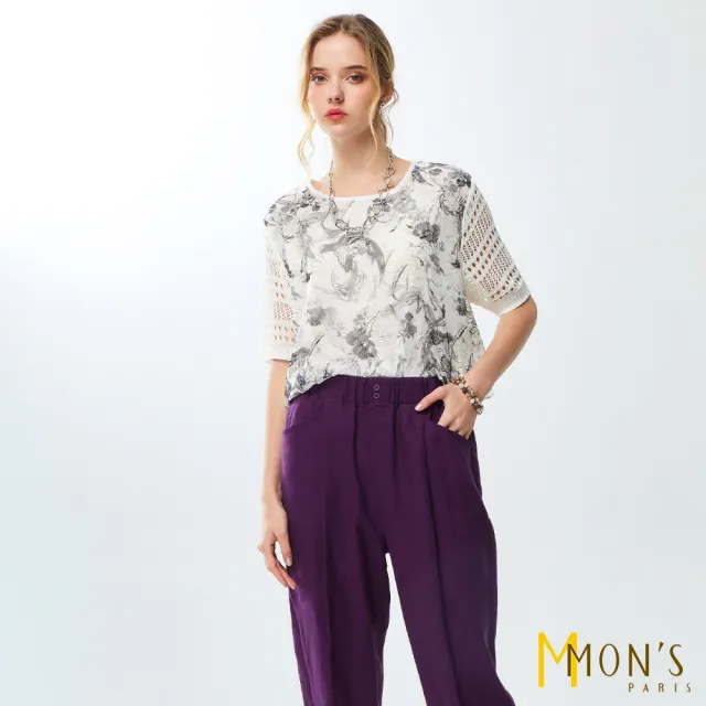 【MON’S】唯美簍空袖拼接造型上衣(直)