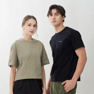 【pierre cardin 皮爾卡登】網路獨家 男女同款 寬版落肩純棉素色短袖T恤(多色任選)