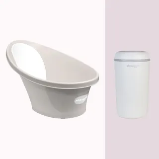 【Shnuggle】月亮澡盆2件組 優惠組合(嬰兒澡盆+尿布桶)