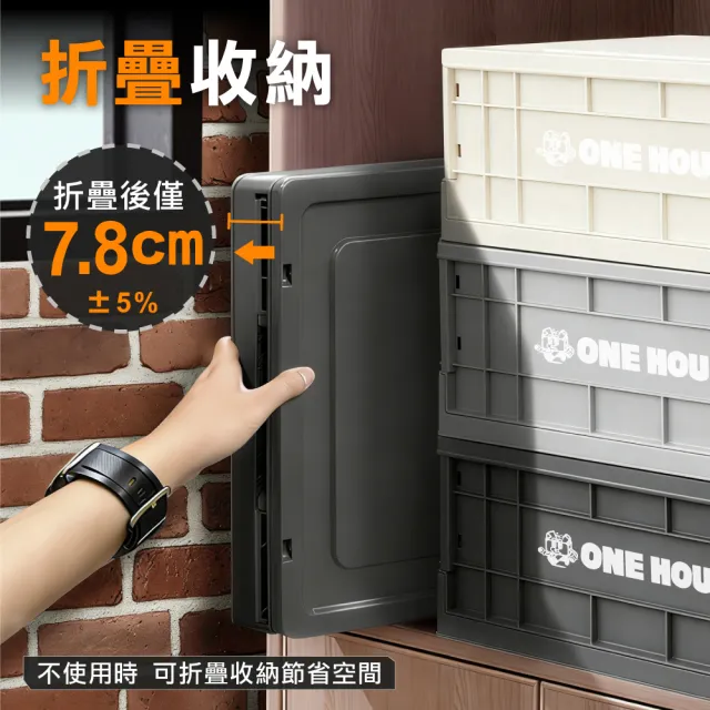 【ONE HOUSE】23L 47寬藤原工業風折疊收納箱-矮款(整理箱 收納盒 收納櫃 折疊箱)