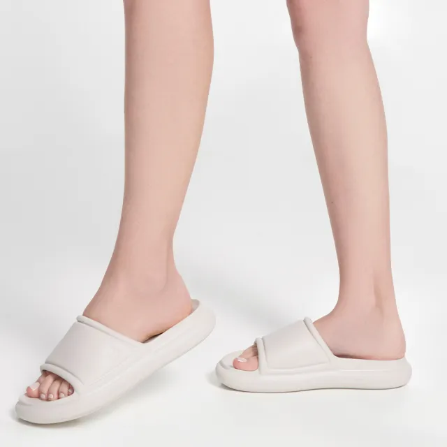 【Melissa】極簡素色寬帶拖鞋(米色)