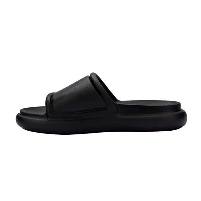 【Melissa】極簡素色寬帶拖鞋(黑色)