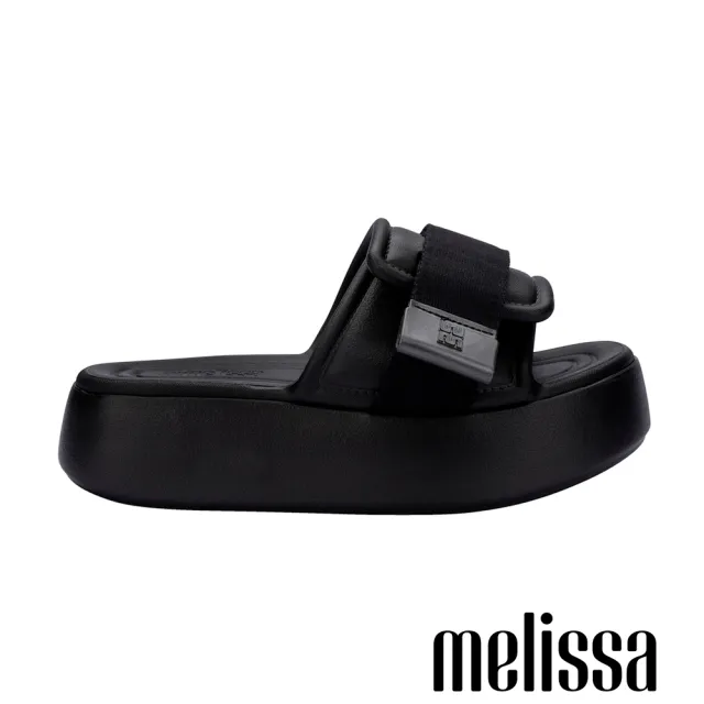 【Melissa】雲朵寬帶厚底拖鞋(黑色)