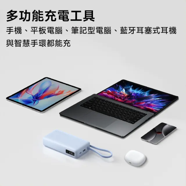 【小米】官方旗艦館 Xiaomi 自帶線行動電源 20000 67W(CCC認證/LED電量顯示/可同時充3台設備/適合航空旅行)