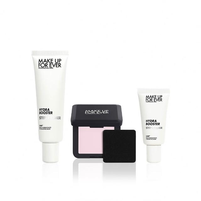 【MAKE UP FOR EVER】完美定妝必備組(第一步妝前乳30ml+粉無痕光圈蜜粉餅4.5g+第一步澎彈潤妝前乳15ml)