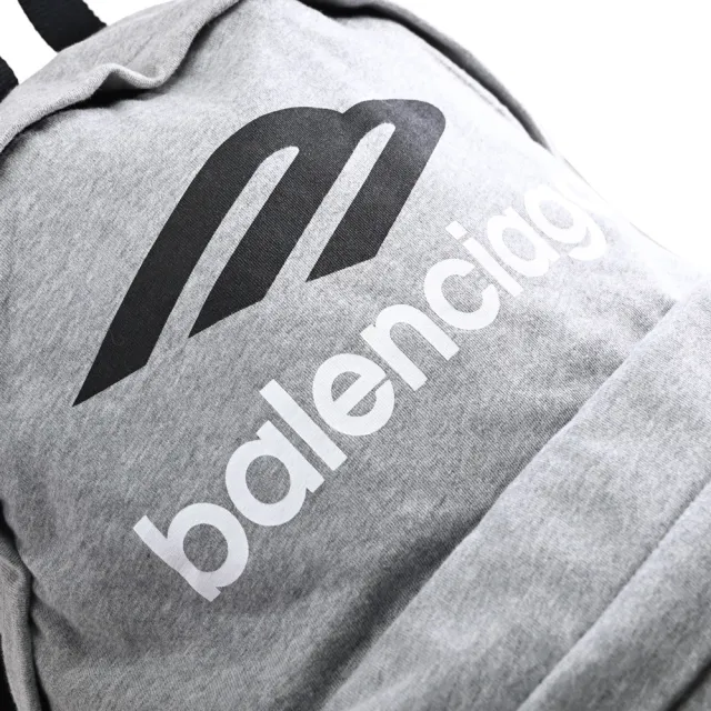 【Balenciaga 巴黎世家】Explorer 3B Stencil 簡約LOGO棉質混紡旅用包後背包(灰)