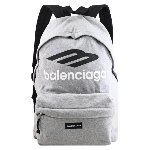 【Balenciaga 巴黎世家】Explorer 3B Stencil 簡約LOGO棉質混紡旅用包後背包(灰)