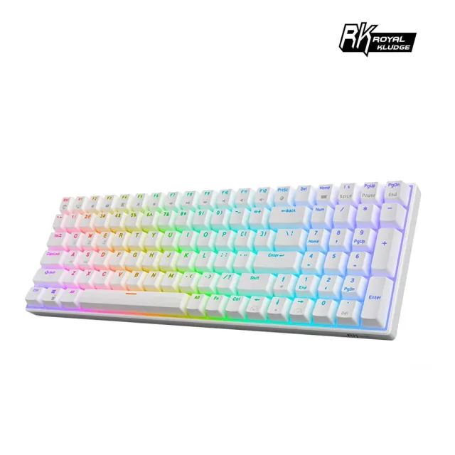 【RK ROYAL KLUDGE】RK100 白色RGB 三模無線機械鍵盤(熱插拔/HUB/紅軸/中文/辦公鍵盤/遊戲鍵盤)