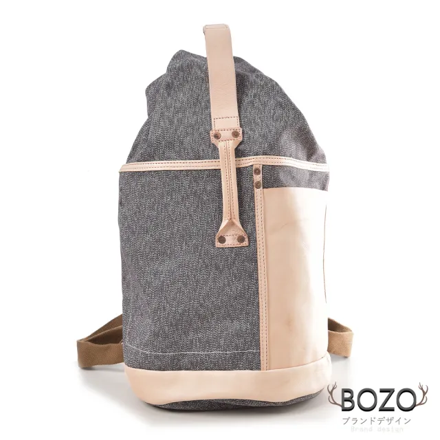 【BOZO 伯樂】雙11 進口帆布多WAY後背包變色真皮Crohnt機能運動款-B0205-(真皮包包 火山灰)