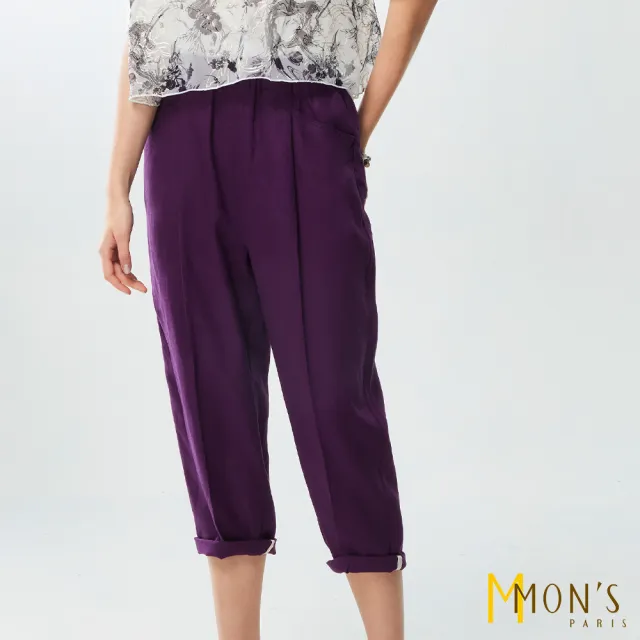 【MON’S】100%亞麻後袋蓋九分錐形褲(直)