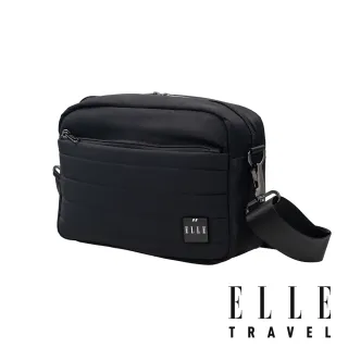 【ELLE】雲感線條系列 斜背側背包 (都會黑) CLOUD LINE 拉鍊包 多隔層旅行包