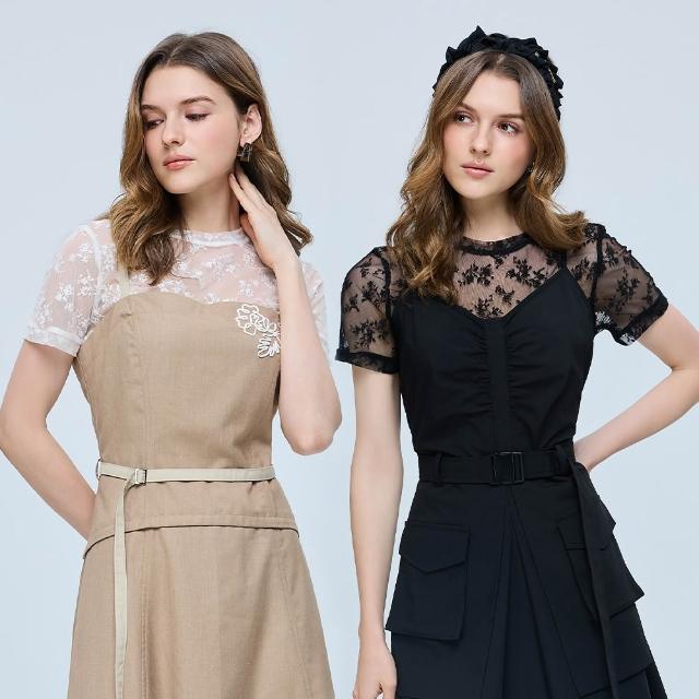 【ILEY 伊蕾】透膚蕾絲內搭上衣(兩色；M-XL；1262521301)