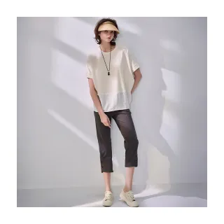 【Diffa】後腰鬆緊褲口裝飾釦長褲-女
