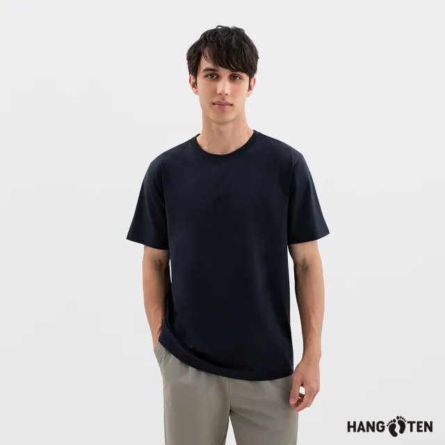 【Hang Ten】男裝-柔膚冰瓷棉立體壓印短袖T恤(多色選)