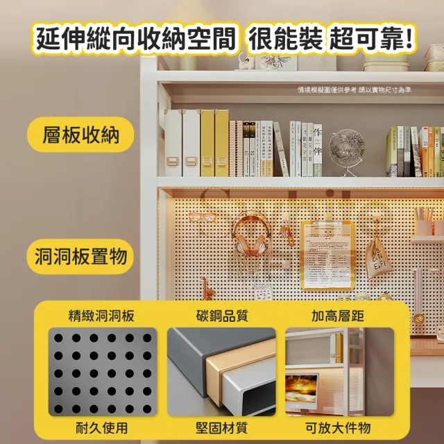 【靚白家居】設計師電腦桌 100公分 大書架款(電競桌 書桌 洞洞板 工作桌 居家辦公 邊桌 餐桌)