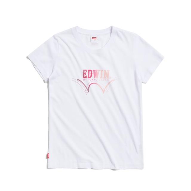 【EDWIN】女裝 漸層印花短袖T恤(白色)