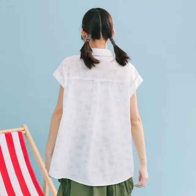 【Dailo】小藍貓半開襟打摺襯衫 白(魅力商品)