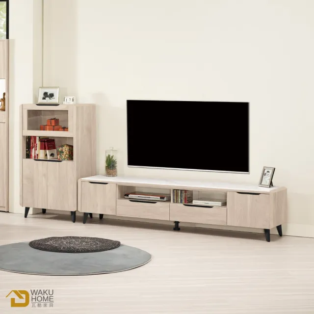 【WAKUHOME 瓦酷家具】Wesley簡約木質調9尺岩板L櫃/電視櫃/收納櫃A002-321-1