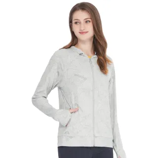 【Jack wolfskin 飛狼】女 涼感抑菌指套防曬外套 探險等高線印花 (淺灰)