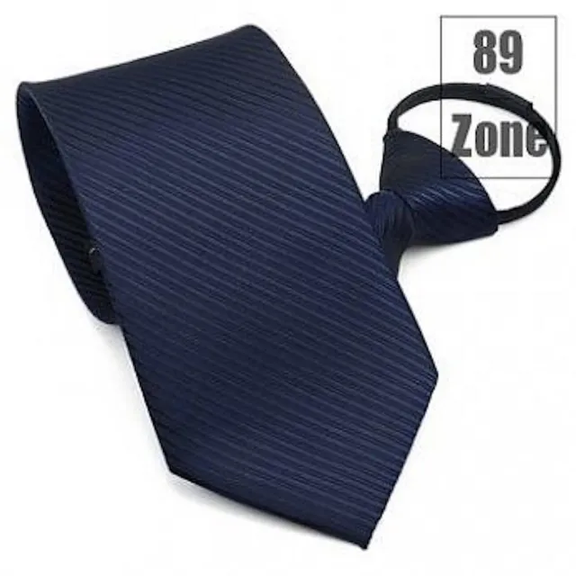 【89 zone】法式時尚氣質斜紋 飾品 配件 懶人領帶 拉鍊領帶 領帶(紅/銀/藍/黑)