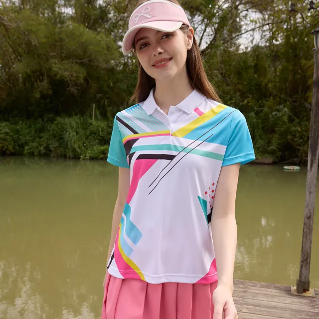 【LEIDOOE】幾何線條細針雙面排汗女短POLO衫(96290)