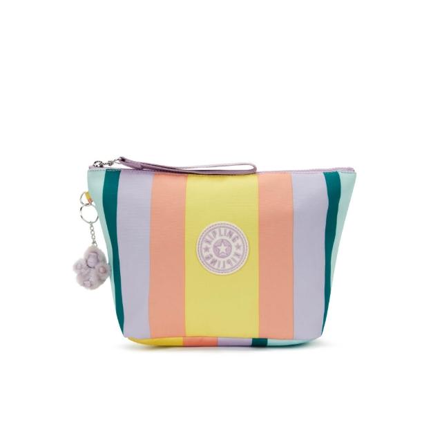 【KIPLING】彩色條紋輕巧化妝包-NAOMI POUCH