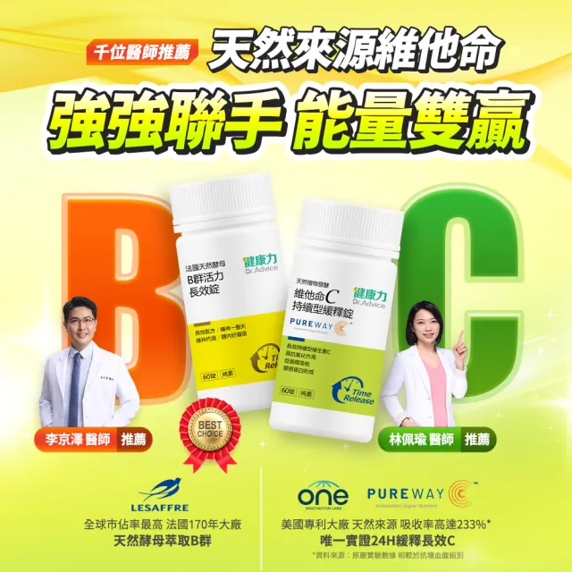 【Dr.Advice 健康力】維他命C持續型緩釋錠30錠x4瓶(全素 長效緩釋 天然)