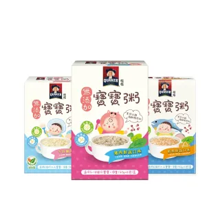 即期品【QUAKER 桂格】無添加寶寶粥任選150gx4包/盒(豬肉鮮蔬/干貝雞肉/鮭魚鮮蔬/牛肉番茄)