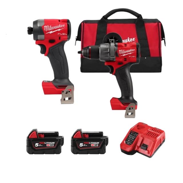 【Milwaukee 美沃奇】18V鋰電電鑽起子機雙機組(M18FID3+M18FPD3雙5.0版)