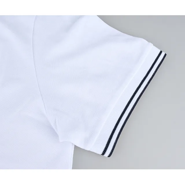 【Stone Island】Stone Island 石頭島 十字羅盤LOGO條紋滾邊棉質短袖POLO衫(男款/白)