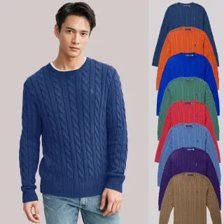 【RALPH LAUREN】RL POLO 經典圓領刺繡小馬麻花毛衣 上衣-多色選(平輸品/保暖舒適)