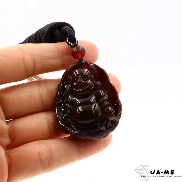 【JA-ME】天然琥珀 帶皮仔料玻璃體血珀彌勒佛吊墜