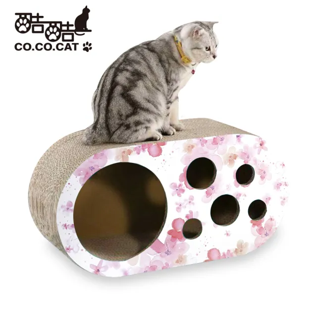 【Co.Co.Cat 酷酷貓】櫻花白洞洞樂-100%台灣製紙箱貓抓板(季節限定-櫻花白)