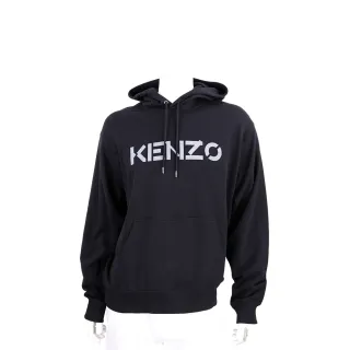【KENZO】灰字母徽標黑色棉質連帽運動衫 大學T-男款