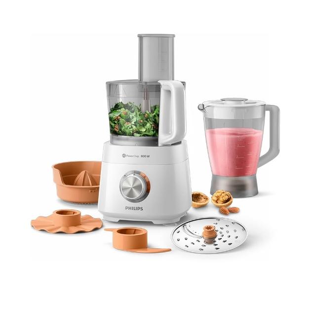  飛利浦 PHILIPS HR7510/02 專業型調理機，採用高硼矽玻璃內鍋耐熱安全，2L~3L大容量適合全家使用。700~800W強力馬達，轉速達15000~20000 RPM，輕鬆處理蔬果榨汁、攪拌、切片等多功能。配件齊全，包括S型刀片、不鏽鋼兩用切盤、乳化盤等，中國製造，110V電壓，尺寸244x244x377 mm，BSMI認證R3D904，享2年保固。理想的廚房多功能助手！ 