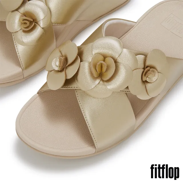 【FitFlop】LULU 花朵交叉涼鞋-女(鉑金色)