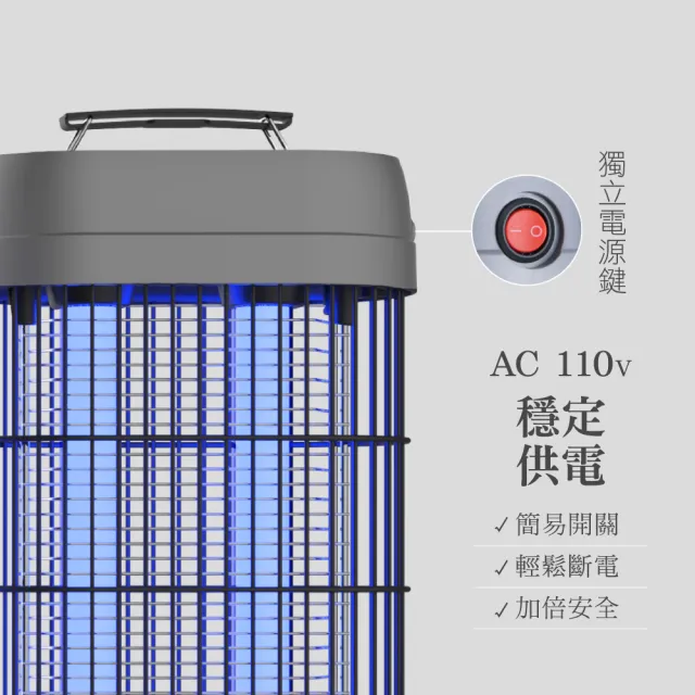 【KINYO】20W電擊式捕蚊燈 UVA燈管雙面電網滅蚊燈 電蚊燈 補蚊燈
