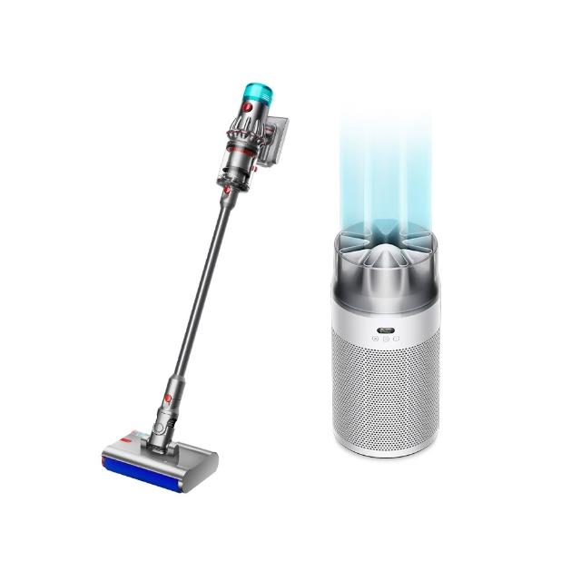 【dyson 戴森】V12s 乾溼全能洗地吸塵器(旗艦雙主吸頭) + HJ10 噴射氣流空氣清淨機(銀白色) (超值組)